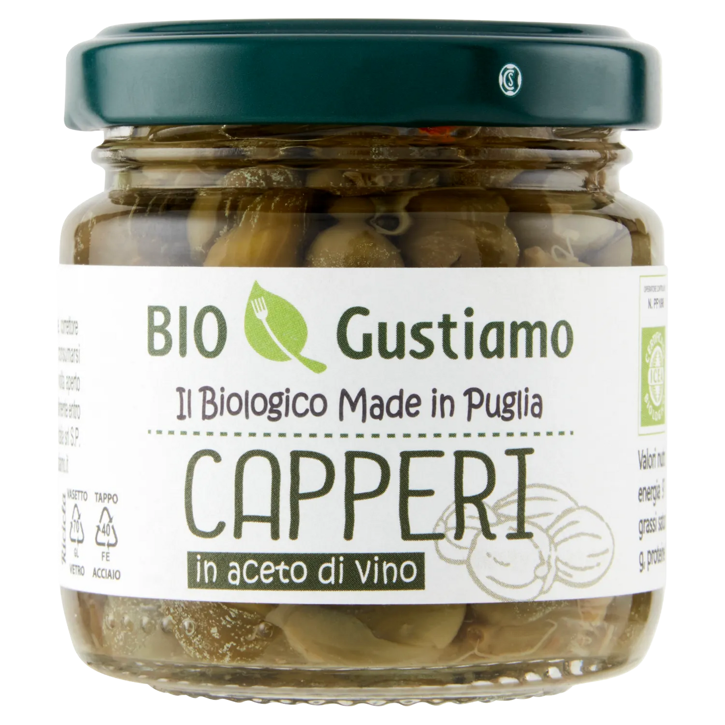 Bio Capperi in aceto di vino / Organic Capers in wine vinegar - Bio Gustiamo 100g