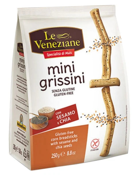 Le Veneziane Gluten-Free Mini Grissini Chia & Sesame seeds 250gr

 