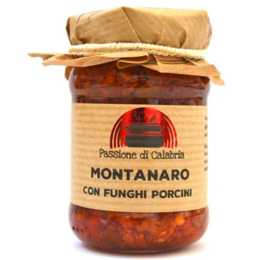 Montanaro con funghi porcini - Spicy Mixed Vegetables spread with porcini mushrooms - Passione di Calabria 90ml